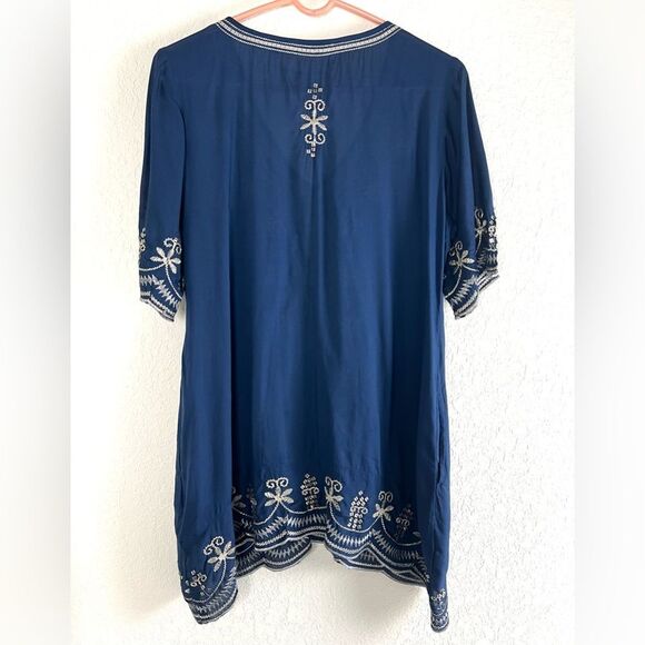Soft Surroundings Navy Embroidered Tunic - Picture 3 of 9